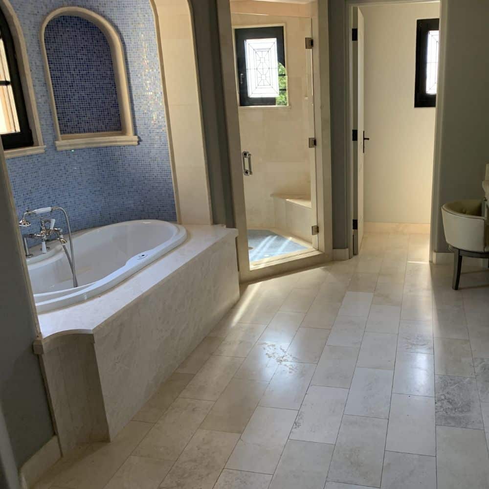 Bathroom tile flooring installation in San Diego